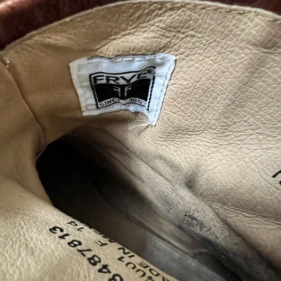 Frye Brown Leather Men's Boots harness back zipper sz 10.5 - Picture 7 of 8